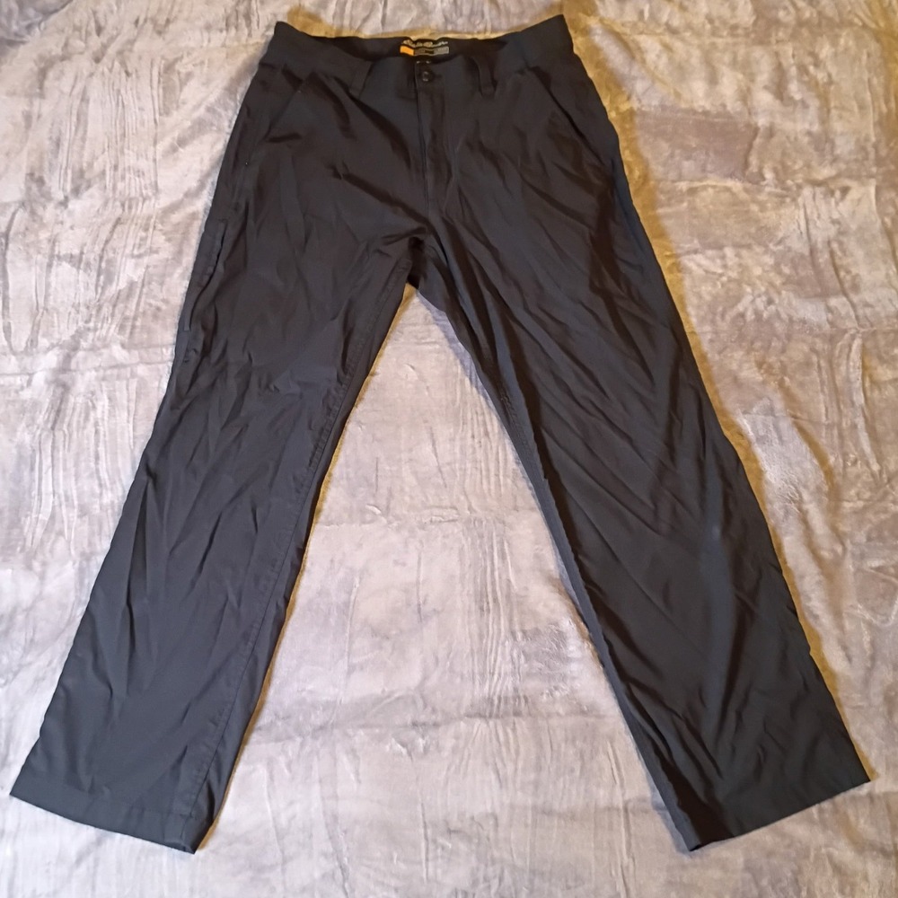 Eddie Bauer Travex Mens 32x30 Dark Gray Nylon Stretch Hiking Travel Pants